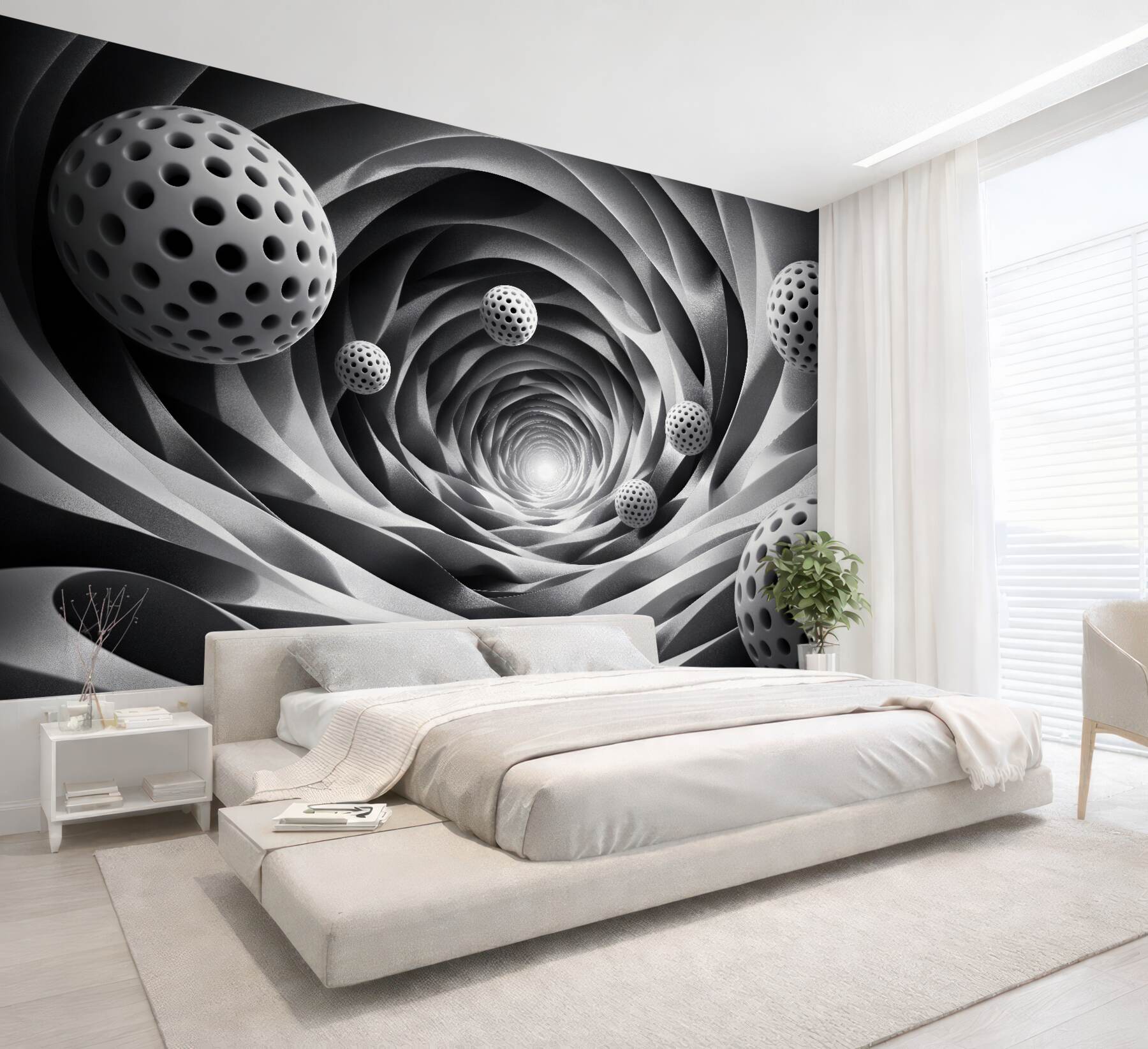 Fototapeta tunel z ażurowymi kulami 3d