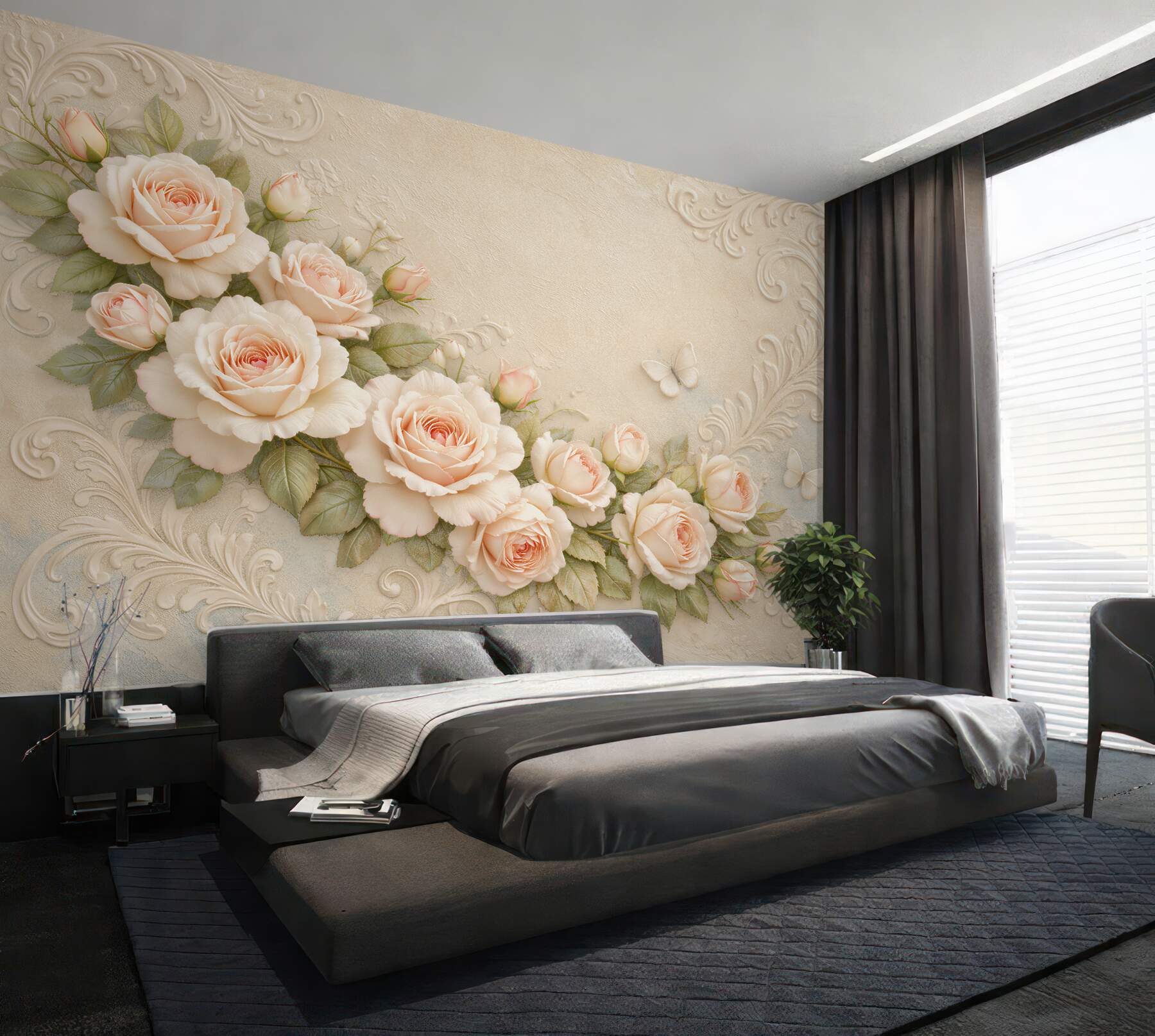Fototapeta kremowe róże w stylu glamour?v23