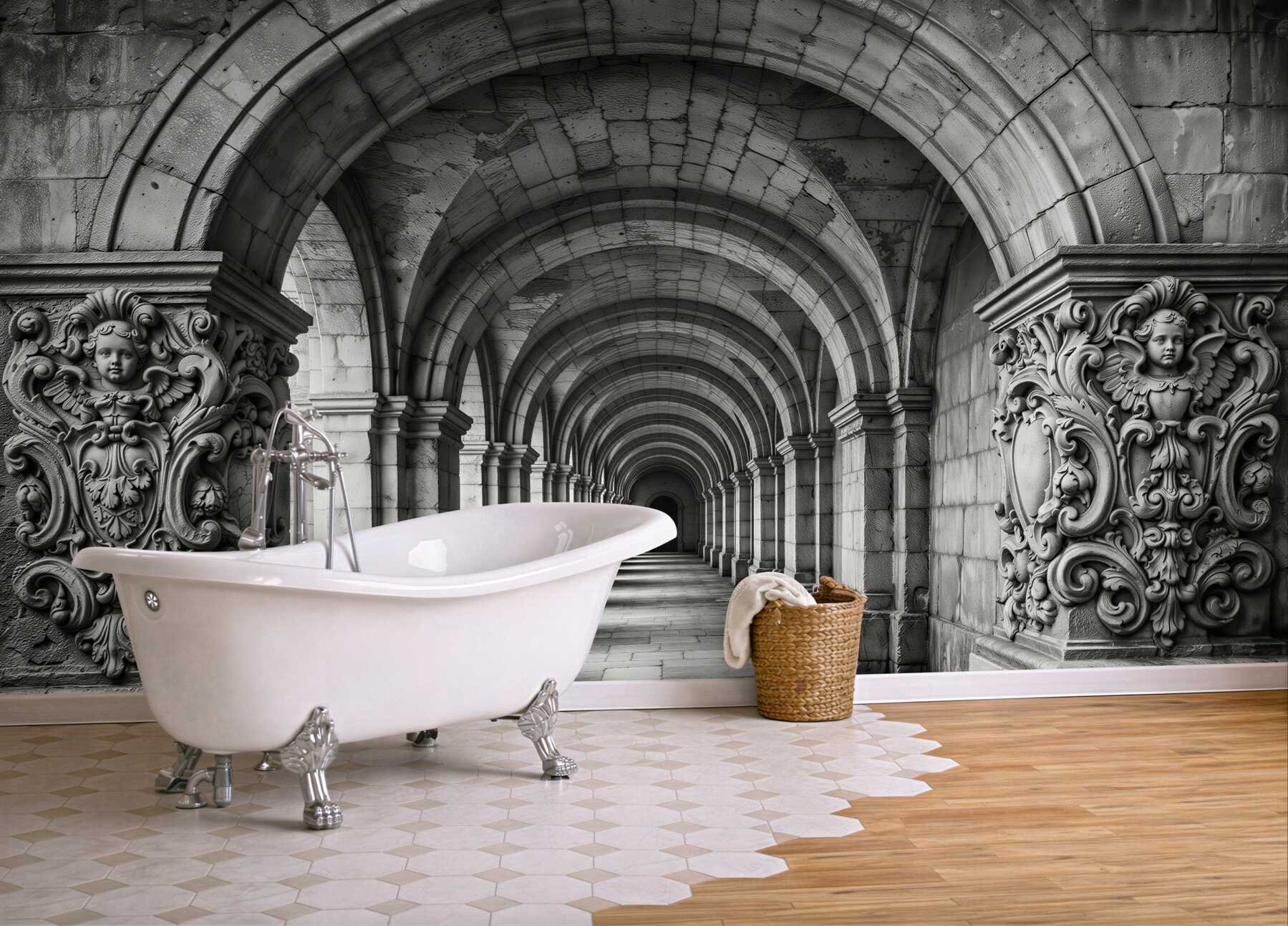 Fototapeta monumentalny kamienny arkadowy korytarz?v23