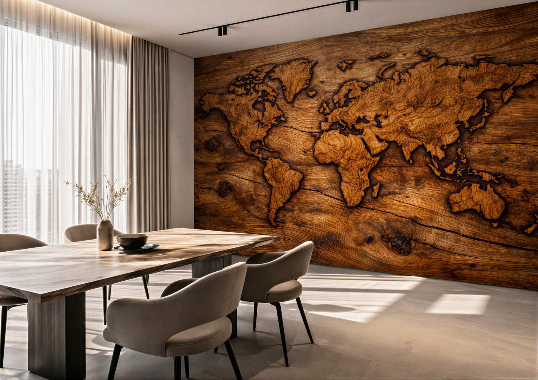 Fototapeta drewniana mapa świata