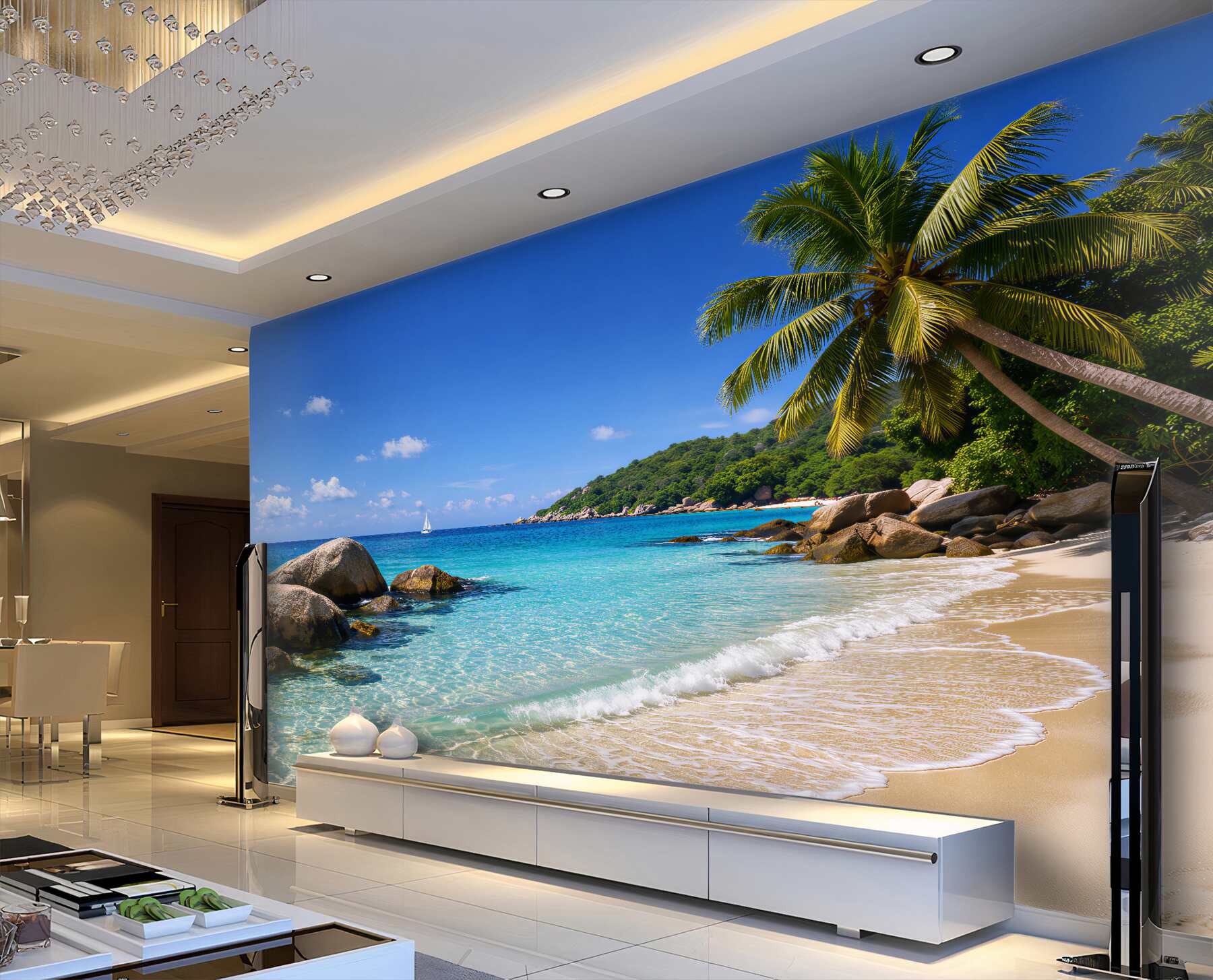 Fototapeta tropikalna plaża z palmą?v23