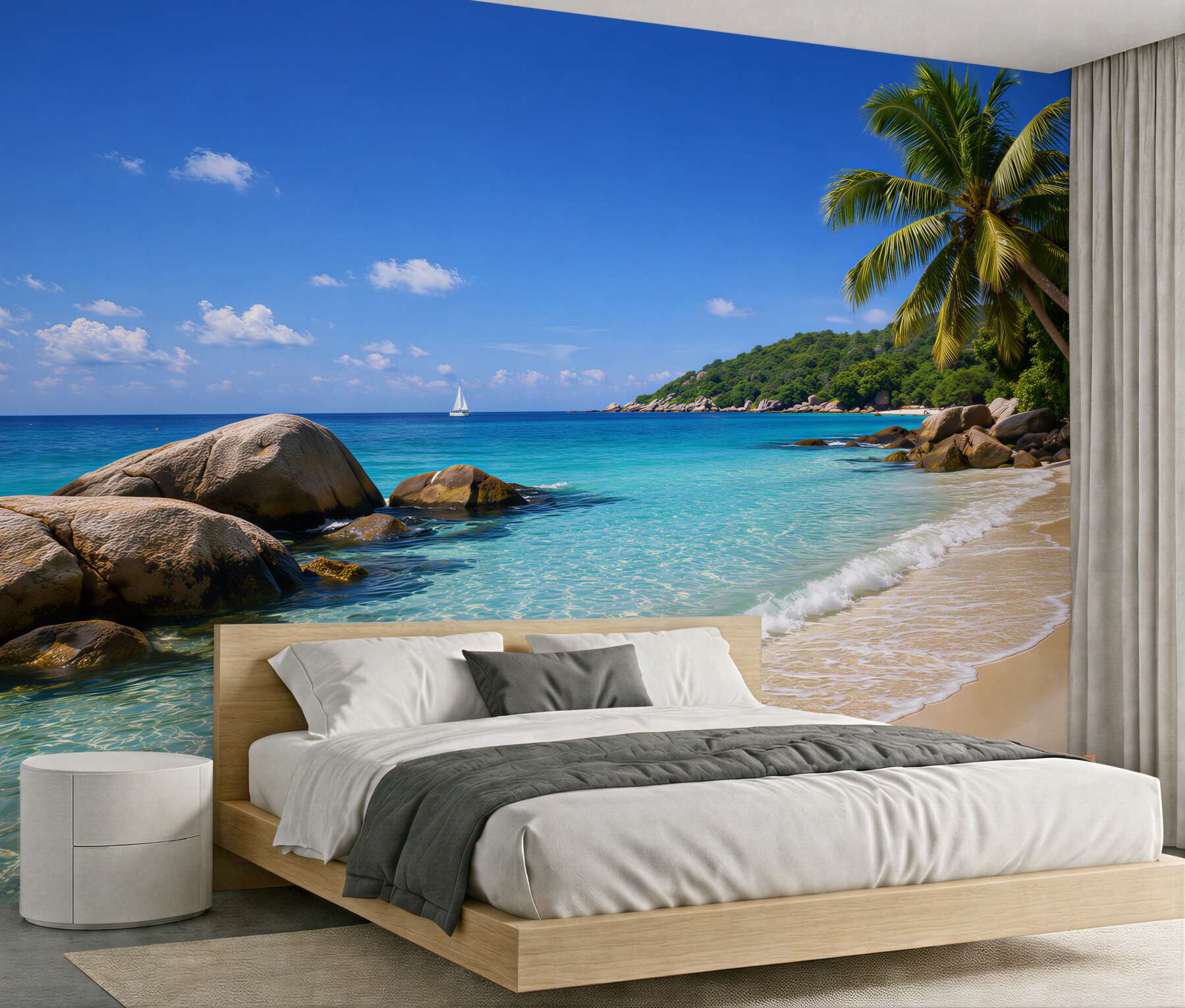 Fototapeta tropikalna plaża z palmą
