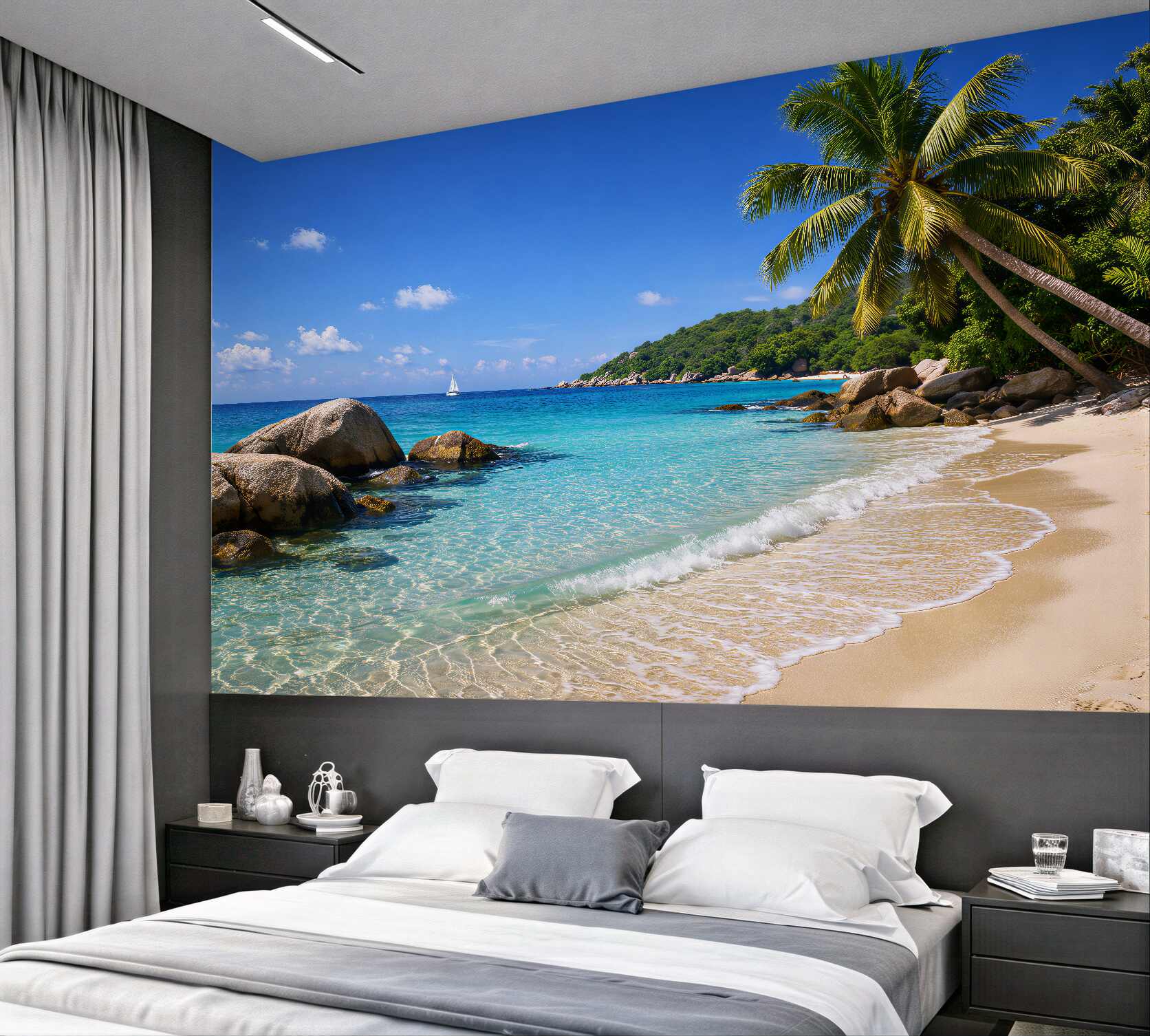 Fototapeta tropikalna plaża z palmą?v23