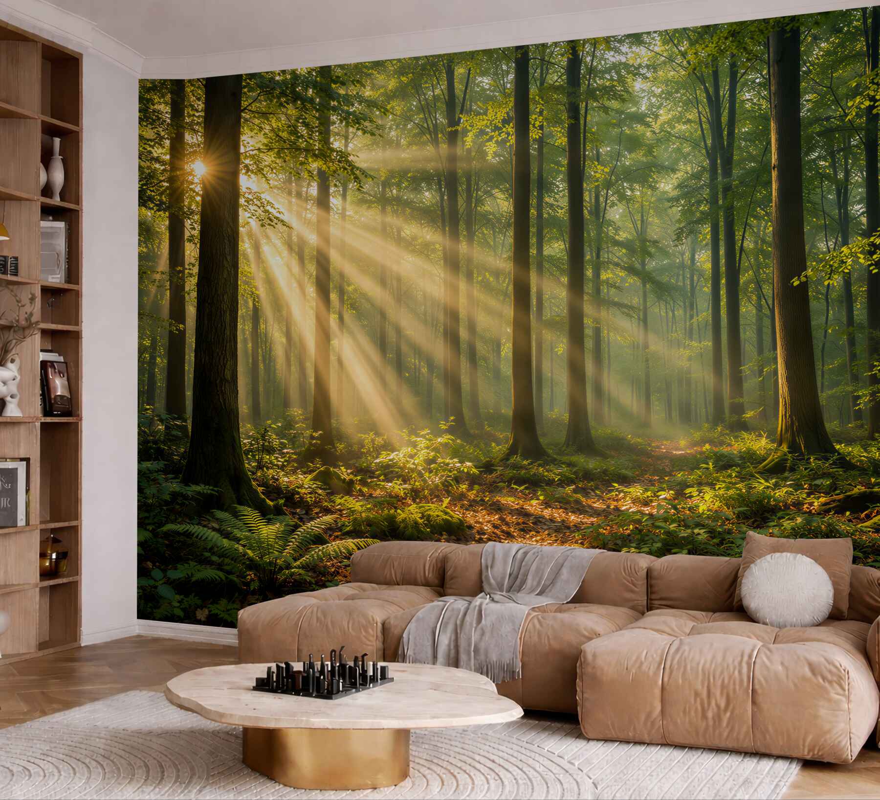 Fototapeta słoneczny las o poranku