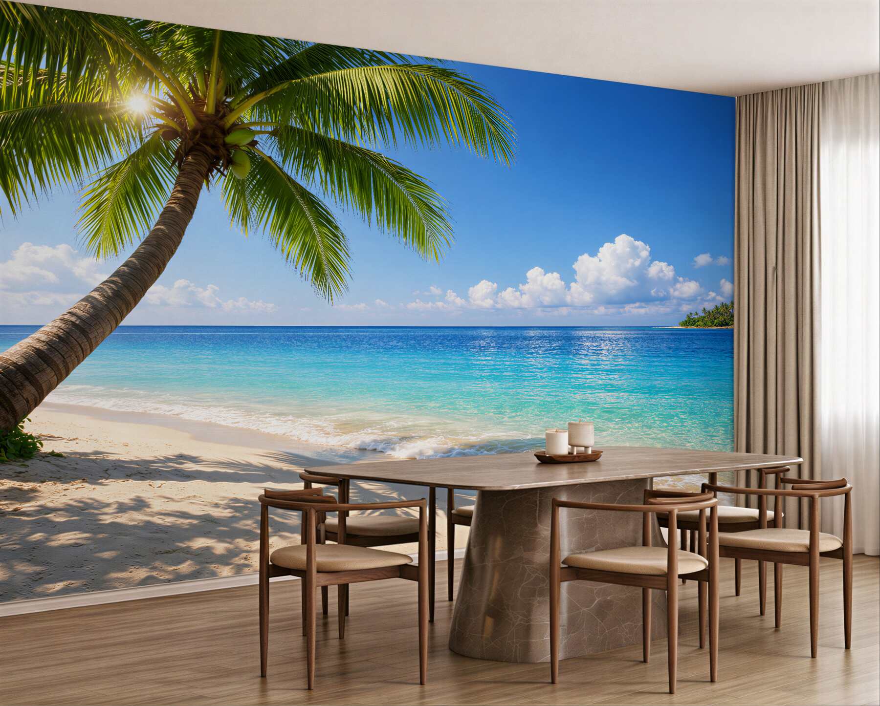 Fototapeta rajska plaża z palmą