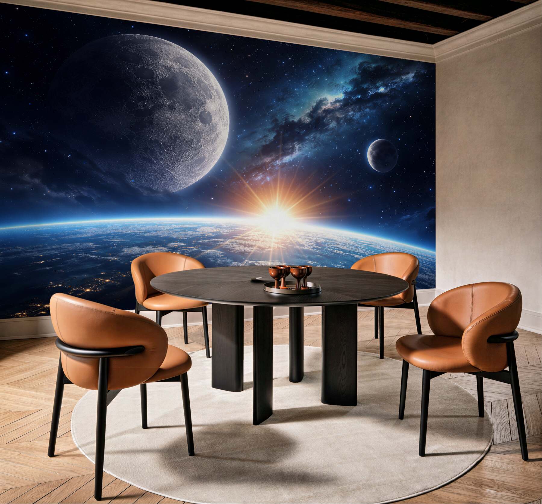 Fototapeta kosmiczny wschód nad planetą