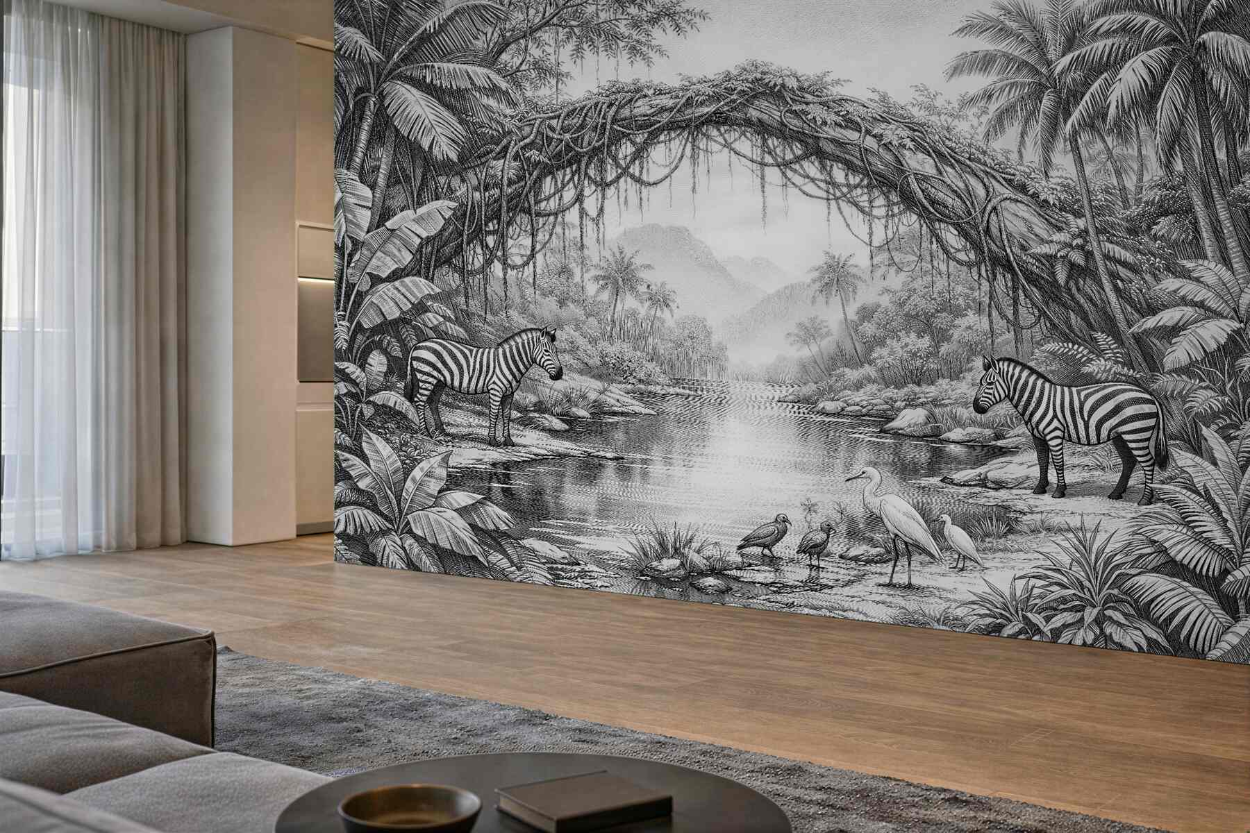 Fototapeta egzotyczna dżungla z zebrą?v23