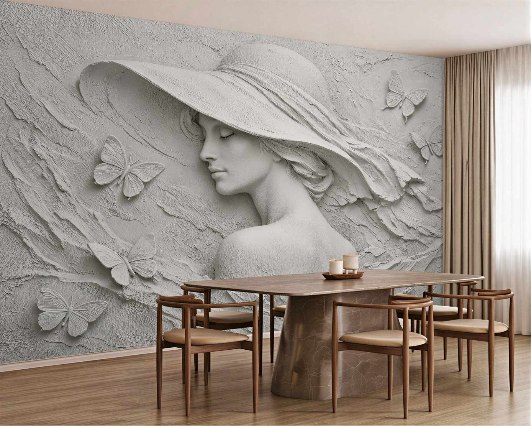 Fototapeta elegancka dama z motylami 3d?v23