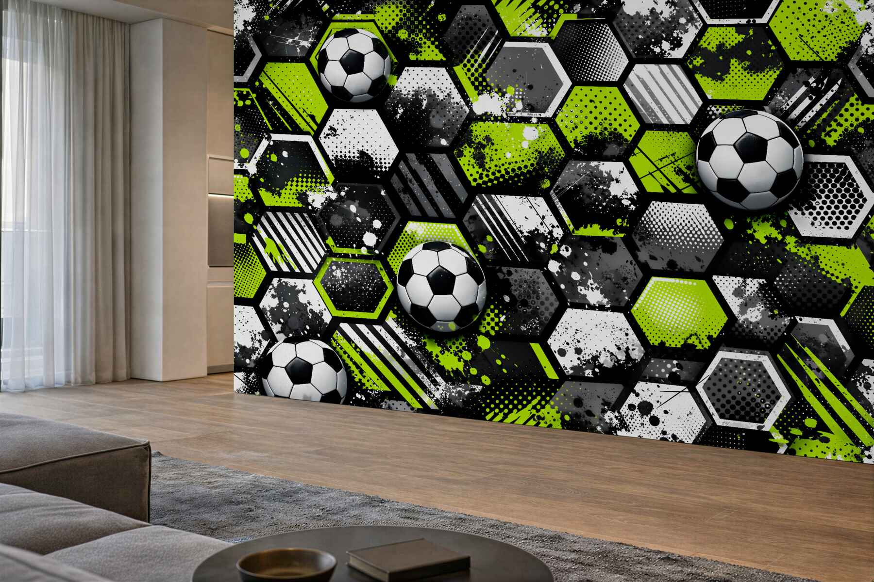 Fototapeta piłkarska energia neonowych heksagonów