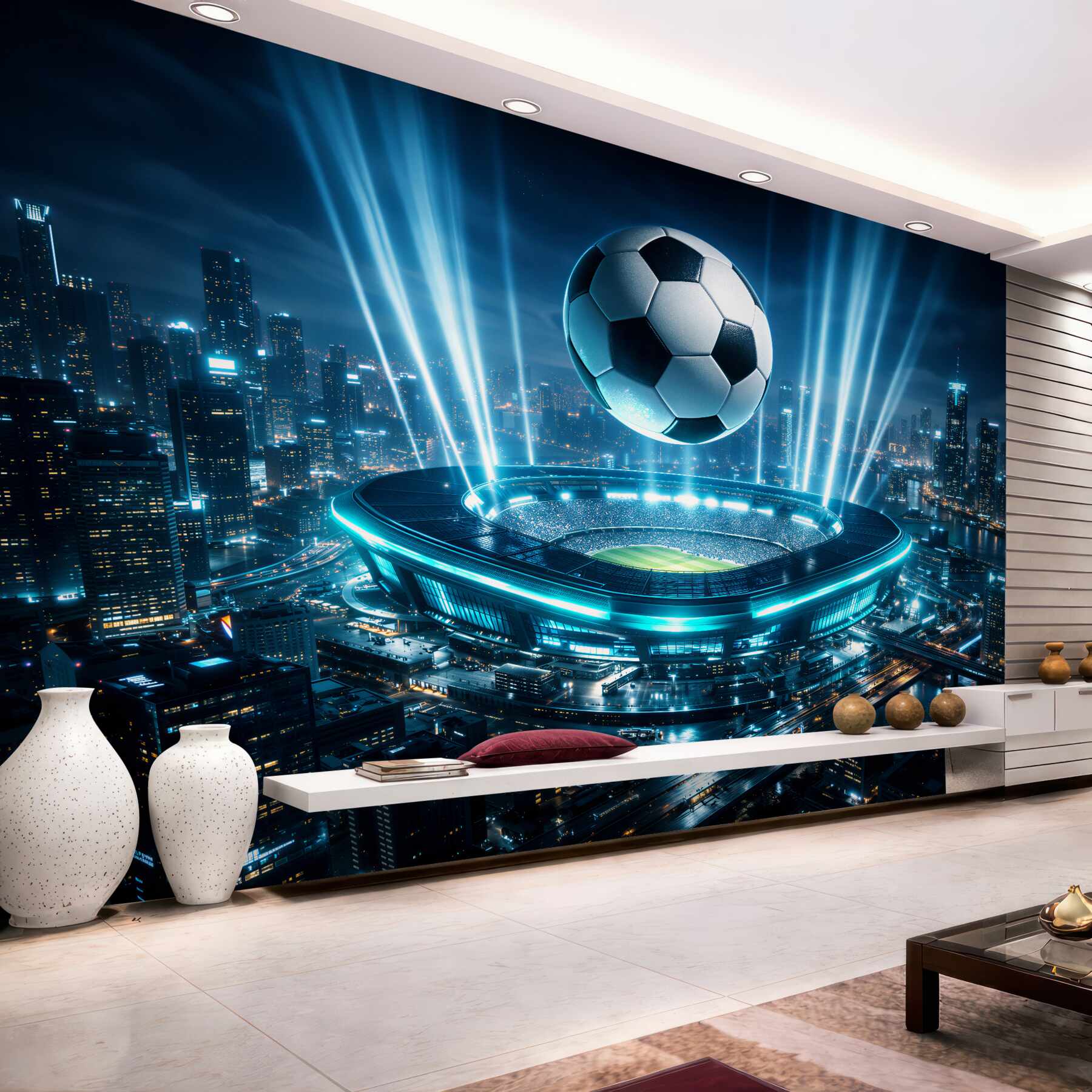 Fototapeta futurystyczny stadion w blasku miasta