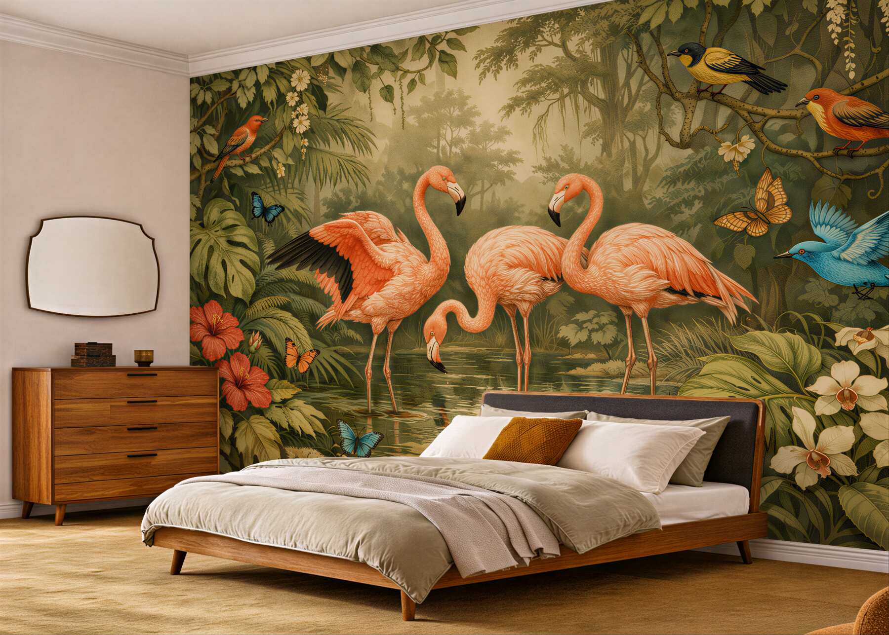 Fototapeta flamingi w egzotycznej dżungli?v23