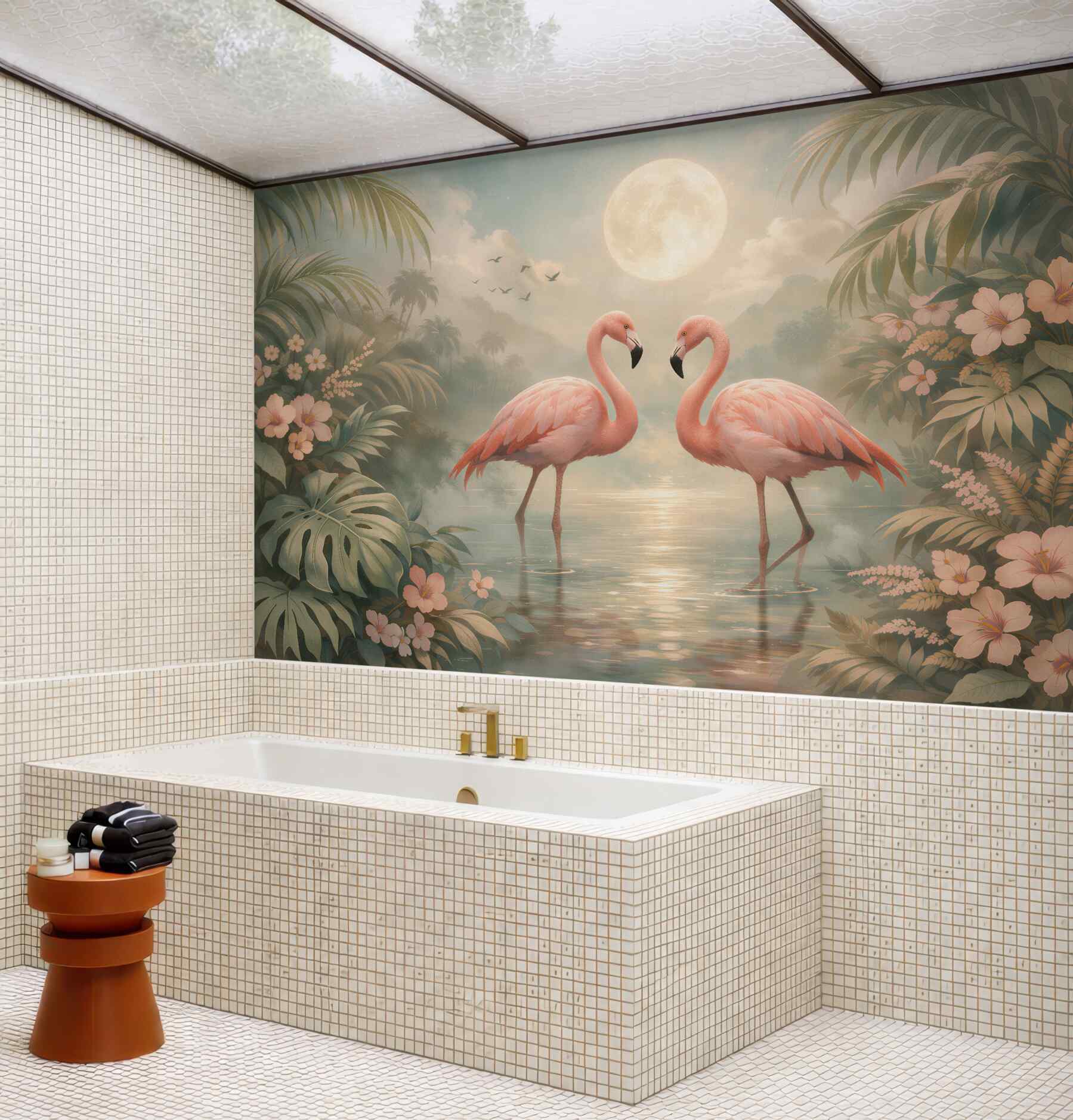 Fototapeta flamingi w księżycowej lagunie?v23