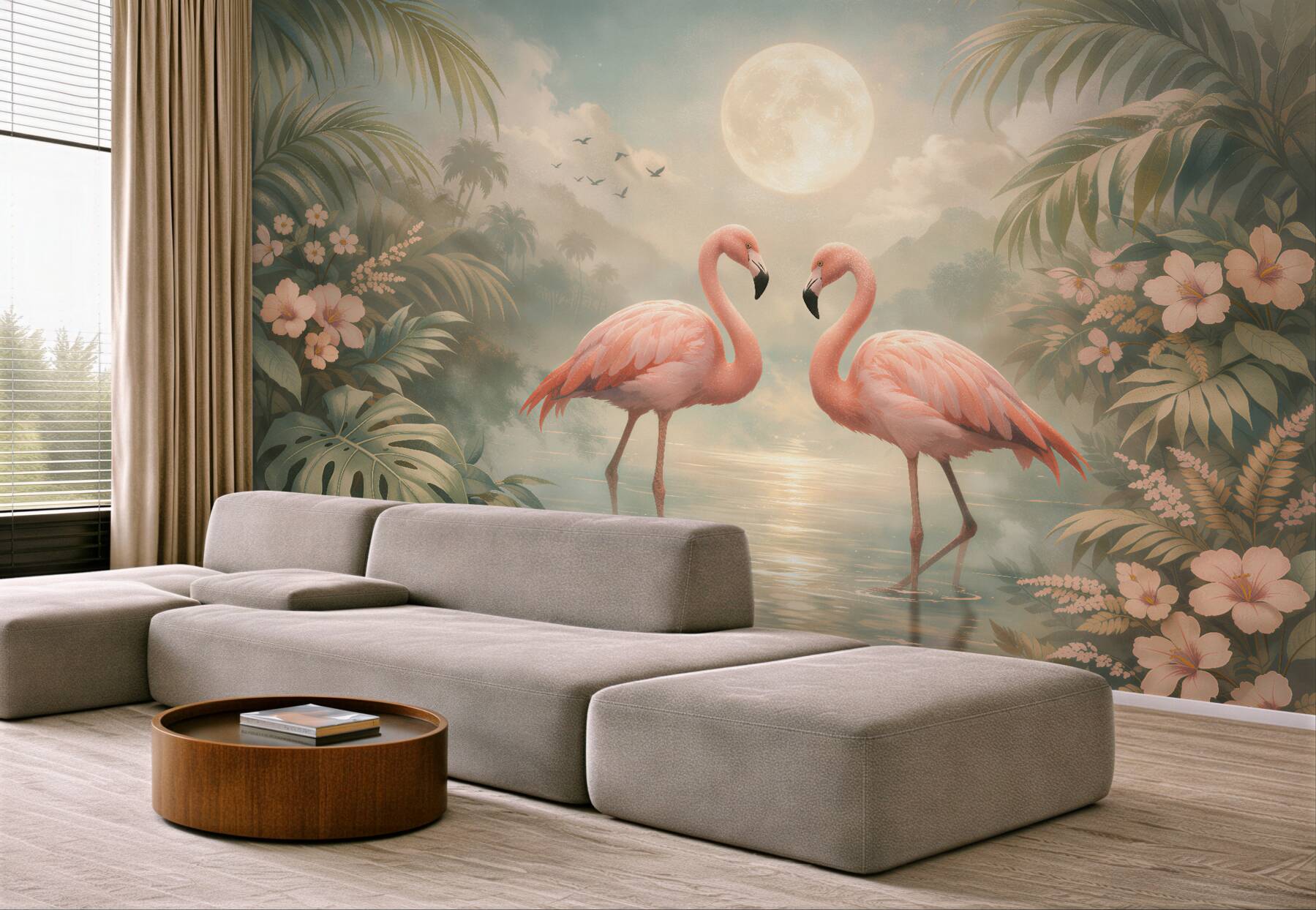 Fototapeta flamingi w księżycowej lagunie?v23