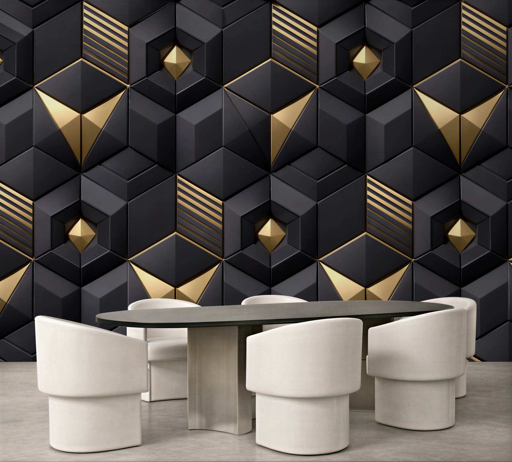 Fototapeta czarno-złota geometryczna elegancja 3d