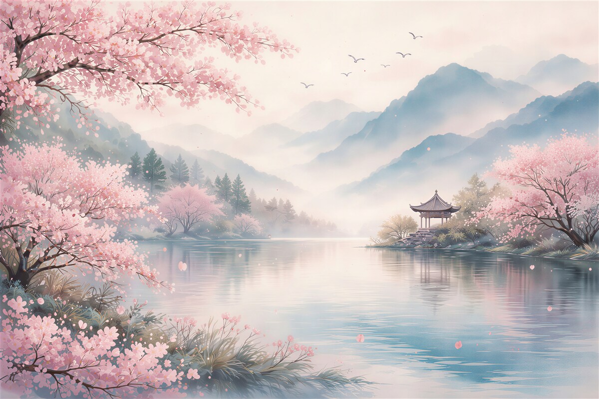Fototapeta różana cisza nad jeziorem