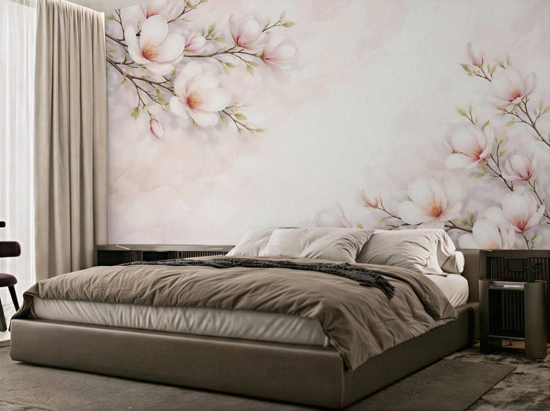 Fototapeta delikatne magnolie na jasnym tle