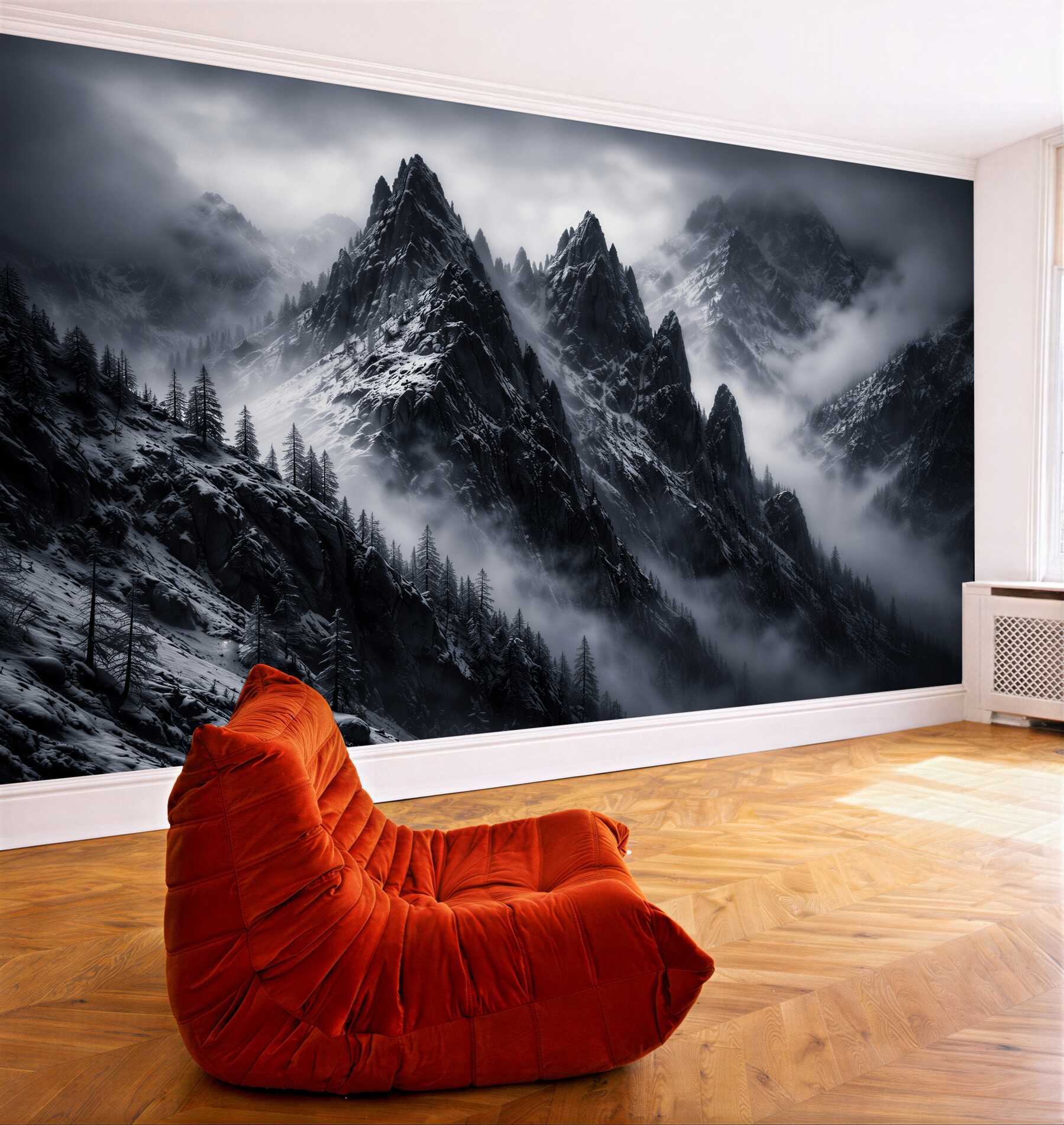 Fototapeta mroczne szczyty we mgle