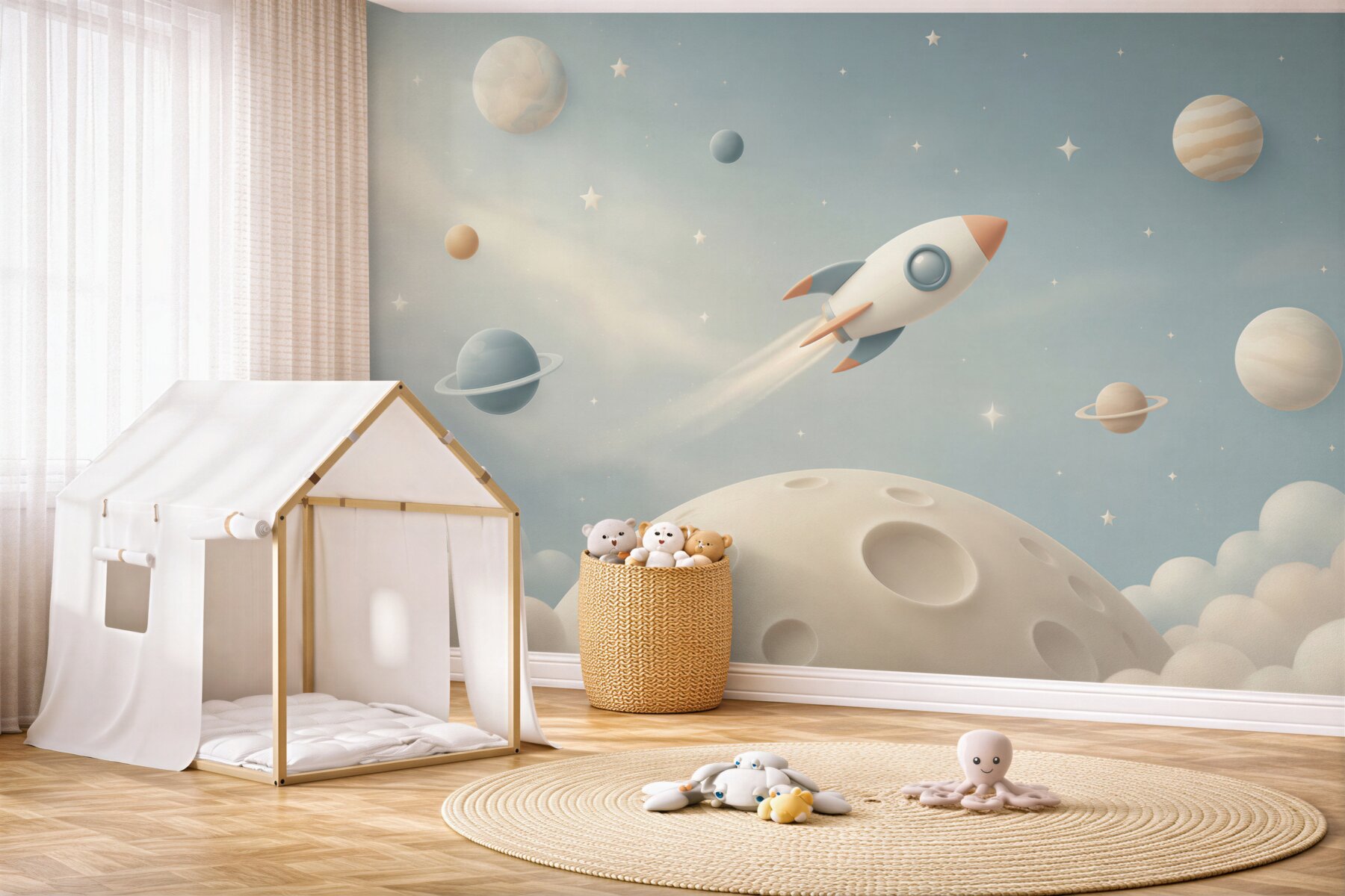 Fototapeta Statek kosmiczny i planeta