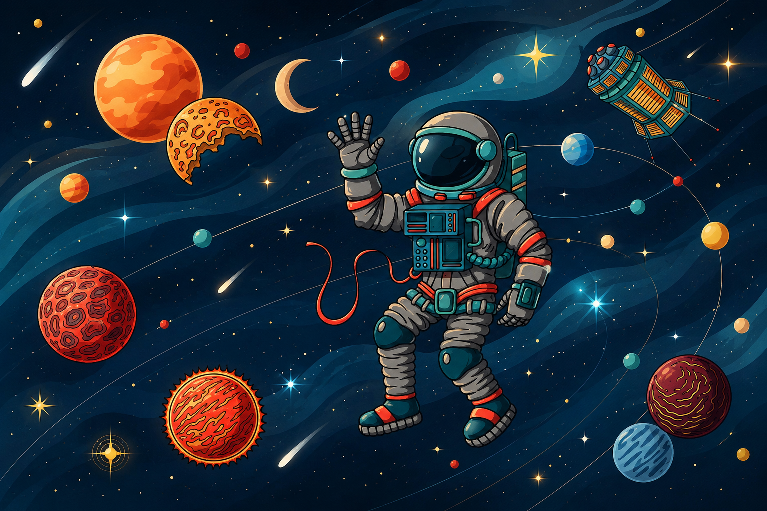 Fototapeta Astronauta latał w kosmos