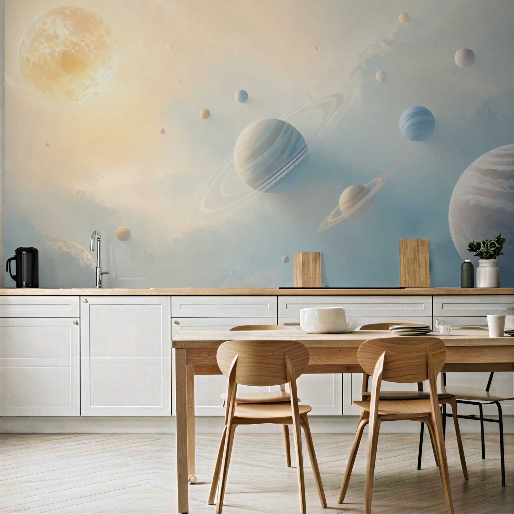 Fototapeta układ planet w jasnym kosmosie pastelowa?v23