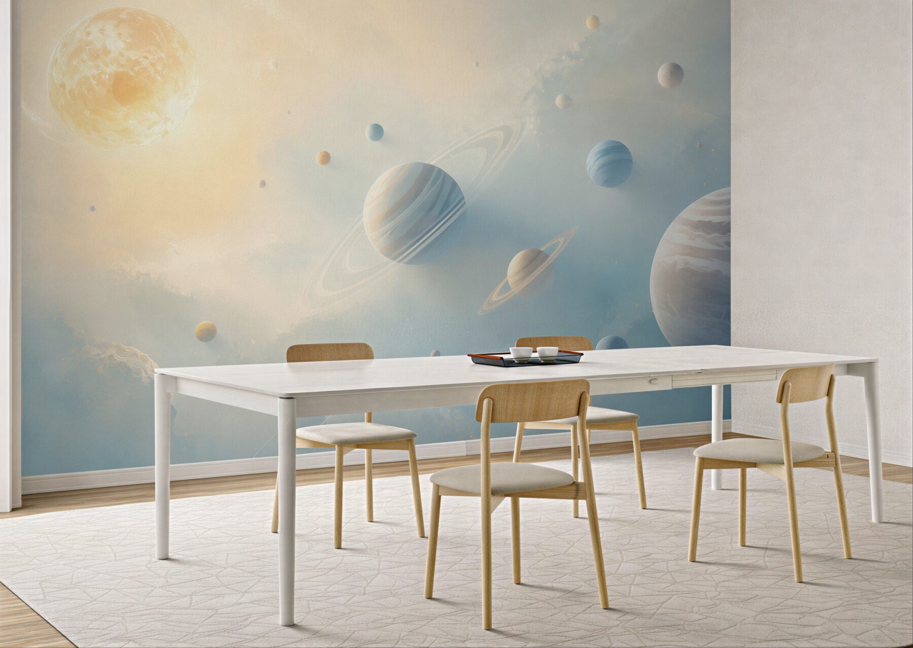 Fototapeta układ planet w jasnym kosmosie pastelowa?v23