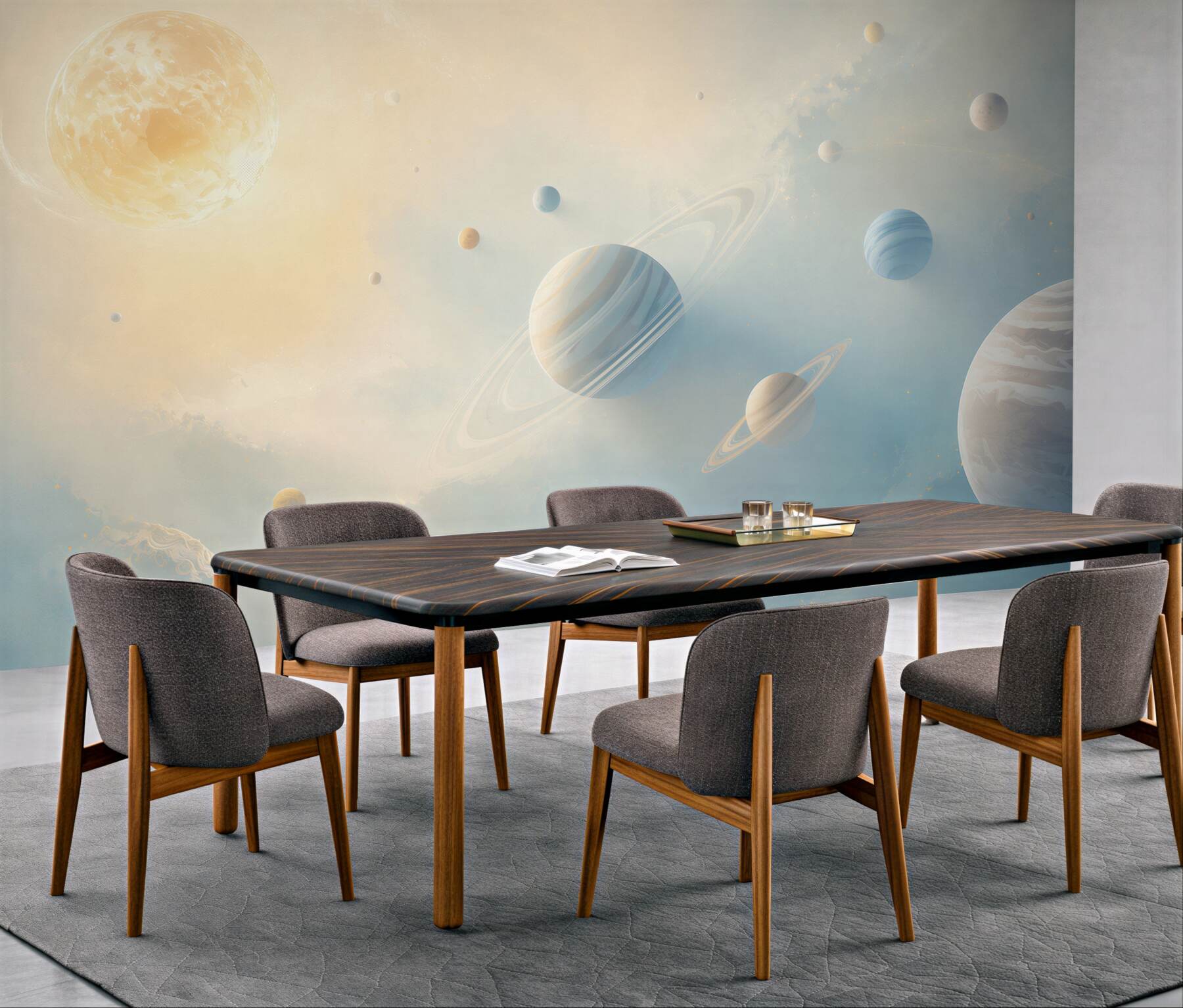 Fototapeta układ planet w jasnym kosmosie pastelowa?v23
