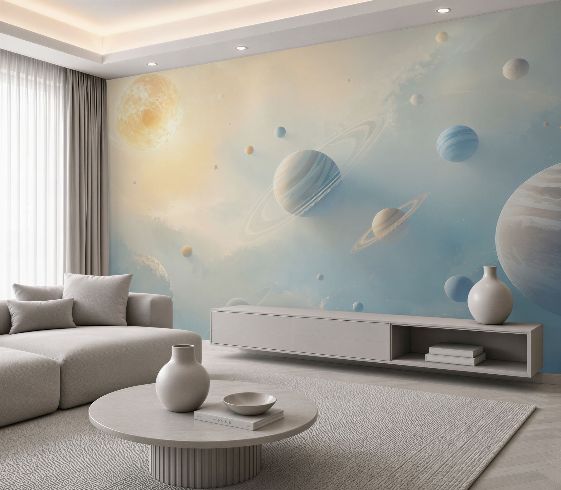 Fototapeta układ planet w jasnym kosmosie pastelowa?v23