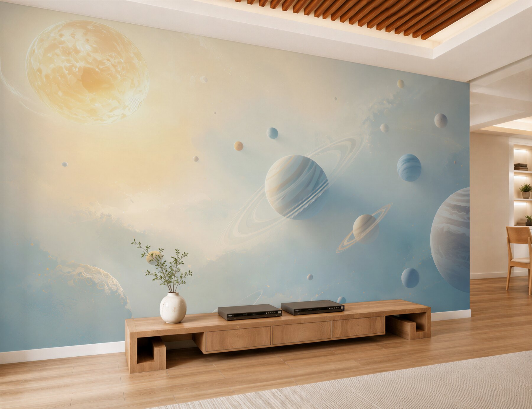 Fototapeta układ planet w jasnym kosmosie pastelowa?v23
