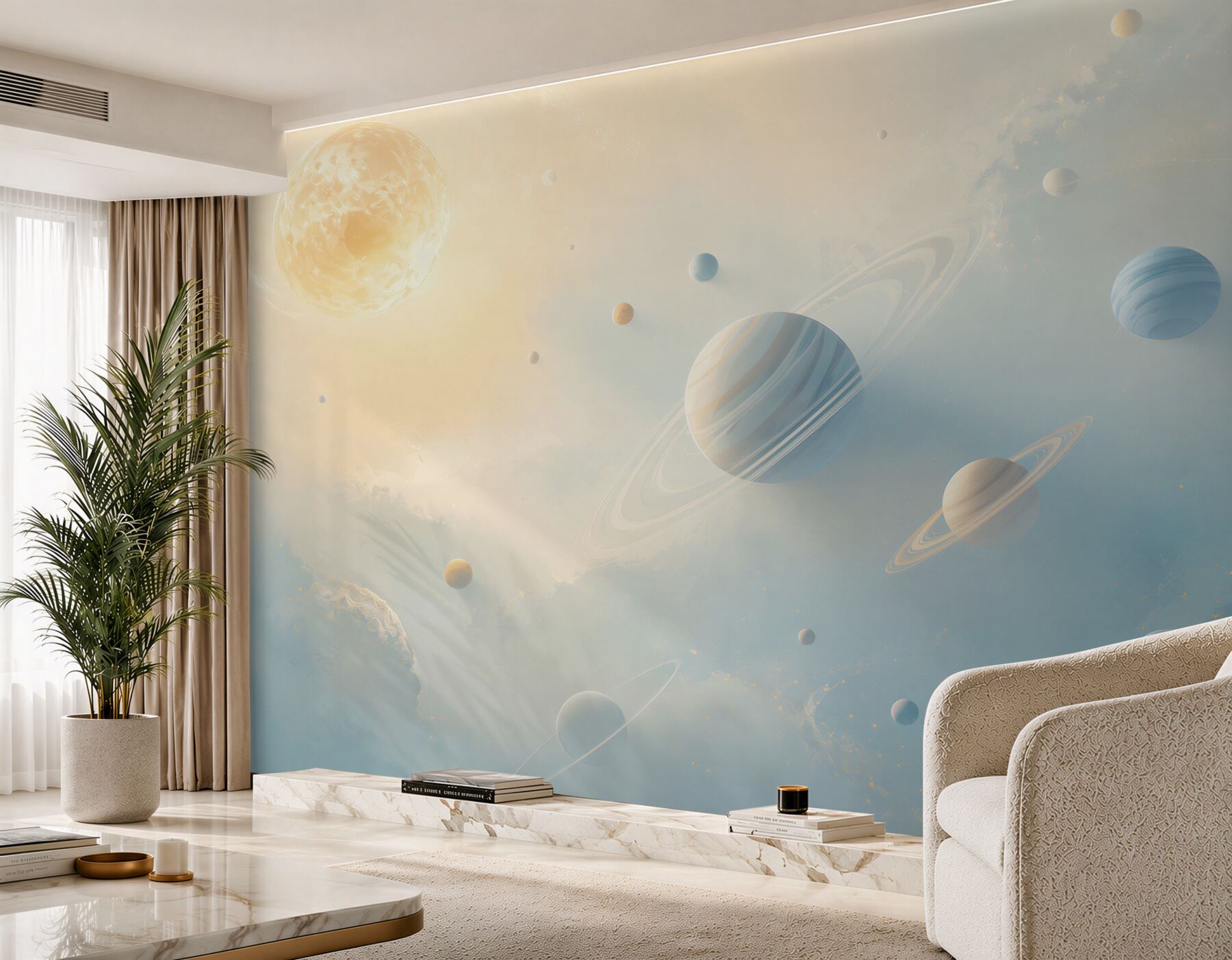 Fototapeta układ planet w jasnym kosmosie pastelowa?v23