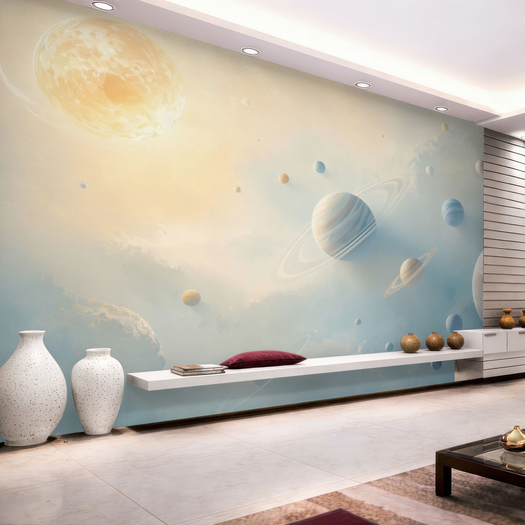 Fototapeta układ planet w jasnym kosmosie pastelowa?v23