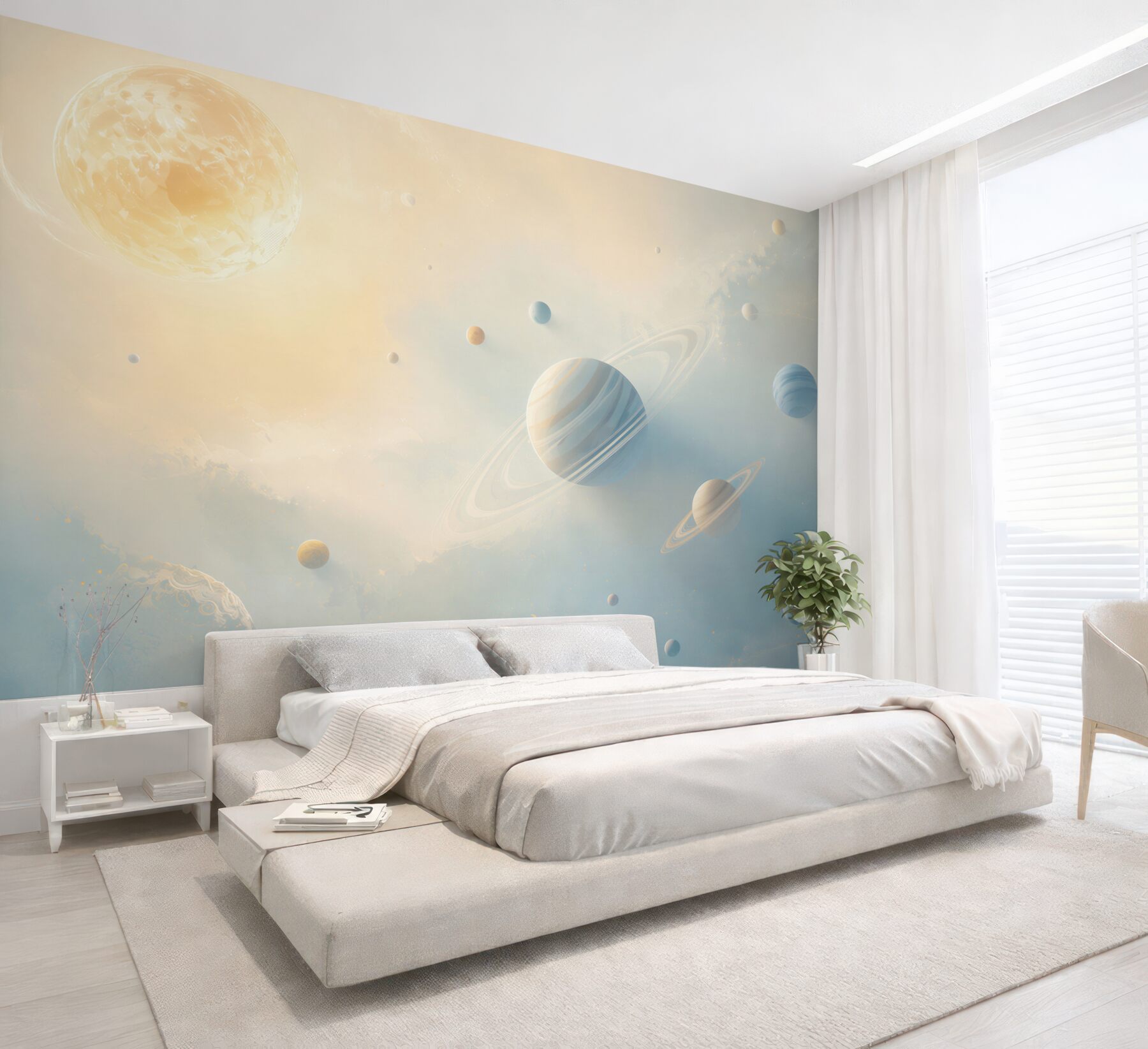 Fototapeta układ planet w jasnym kosmosie pastelowa?v23