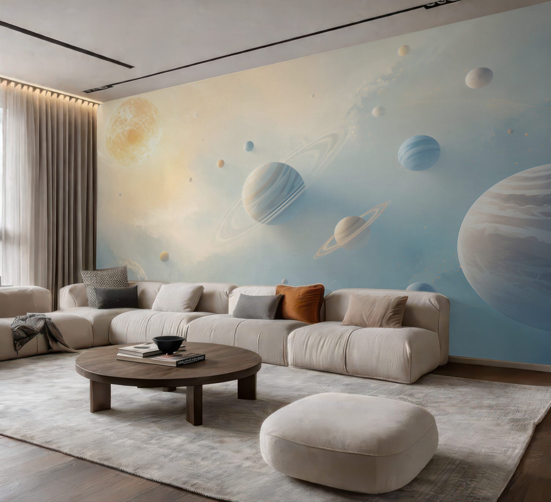 Fototapeta układ planet w jasnym kosmosie pastelowa?v23