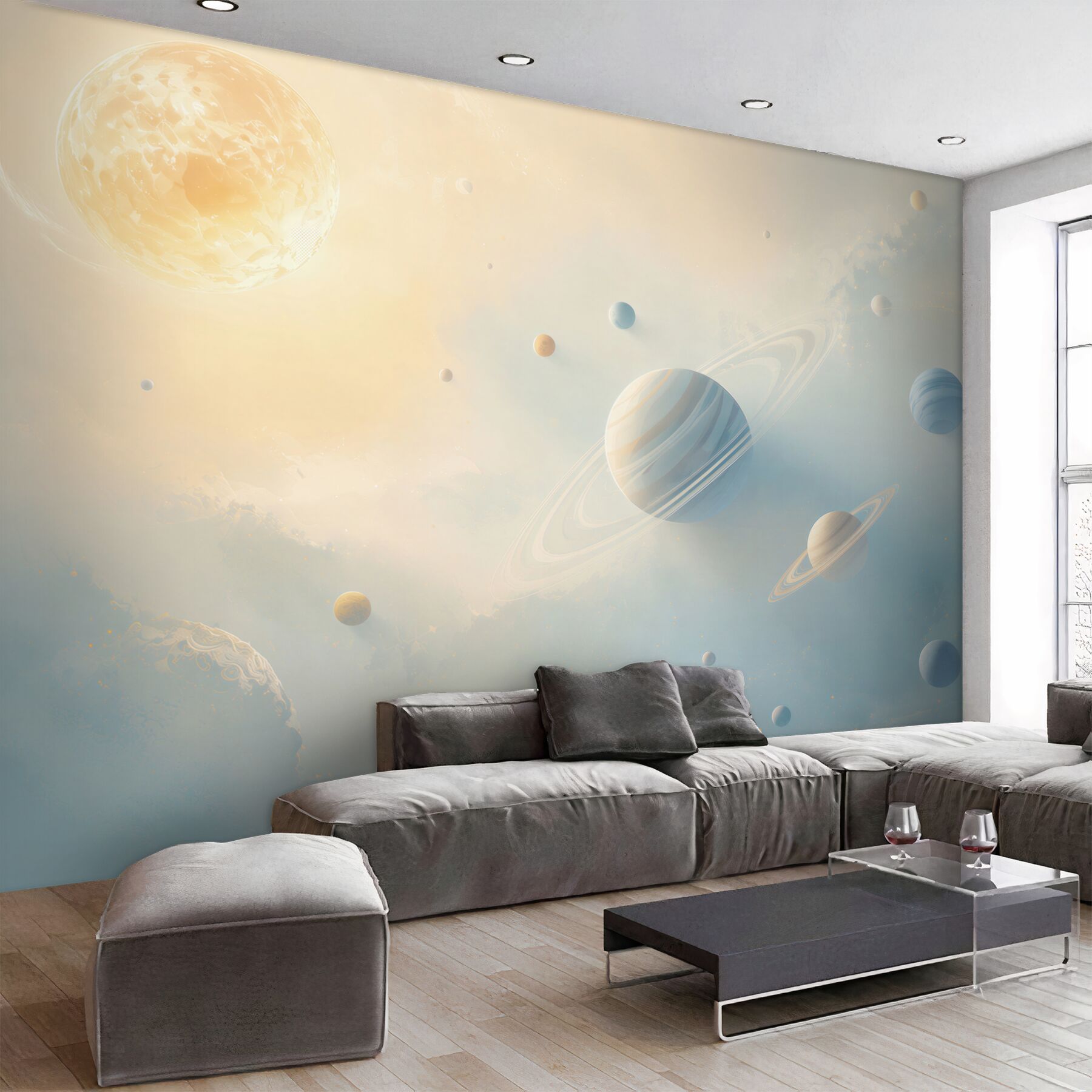 Fototapeta układ planet w jasnym kosmosie pastelowa?v23